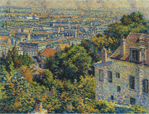 Montmartre, De La Rue Cortot, Vue Vers Saint-denis Oil Painting - Maximilien Luce