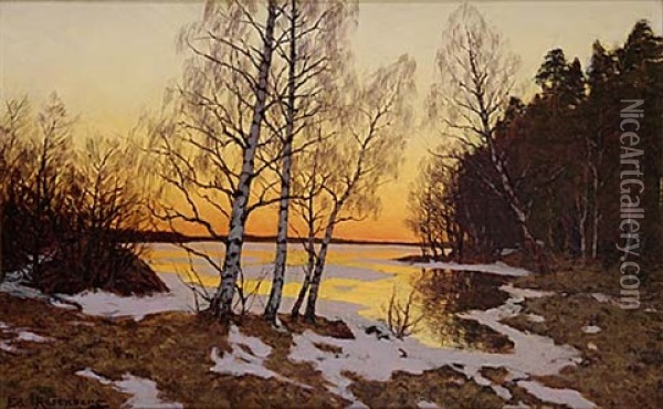 Aftonrodnad Oil Painting - Edvard Rosenberg