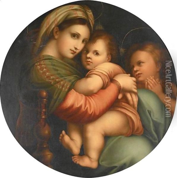 'The Madonna Della Sedia' Oil Painting - Raphael (Raffaello Sanzio of Urbino)