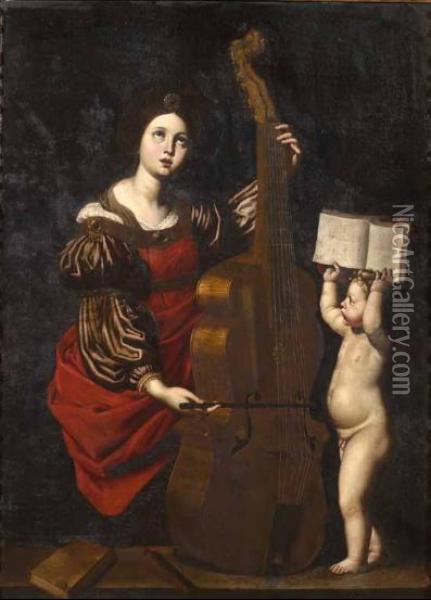 Santa Cecilia Oil Painting - Domenico Zampieri (Domenichino)