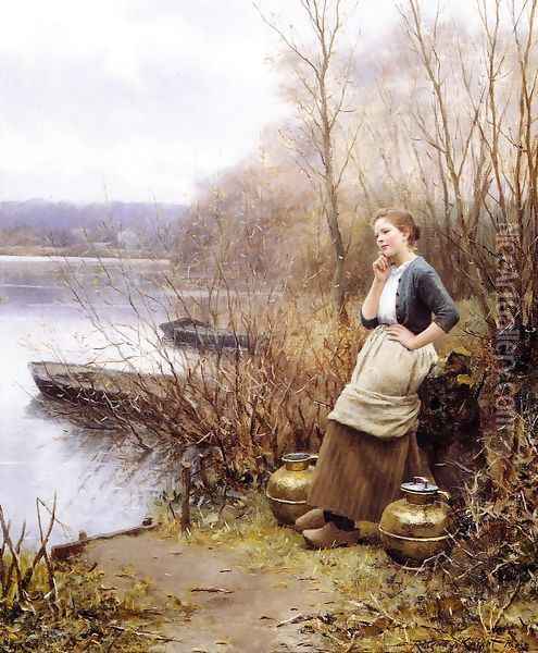 A Lovely Thought Oil Painting - Daniel Ridgway Knight