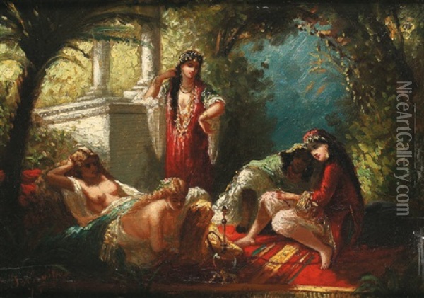 Scene De Harem Oil Painting - Antoine-Victor-Edmond Joinville
