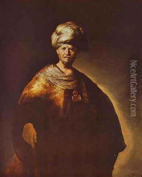 Portrait of a Noble (Oriental) Man Oil Painting - Rembrandt Van Rijn
