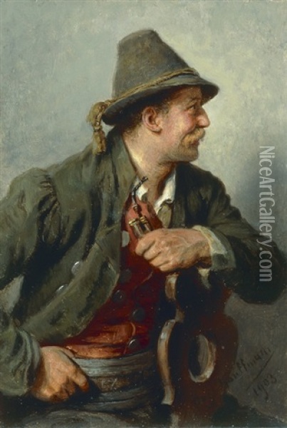 Bursch (halbfigur) Oil Painting - Hugo Wilhelm Kauffmann