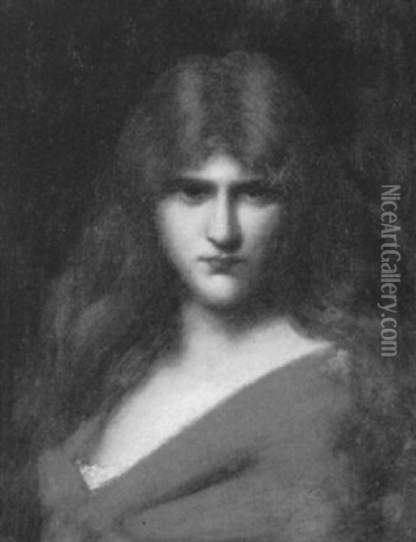 Portrait Of A Titian-haired Beauty Oil Painting - Jean Jacques Henner