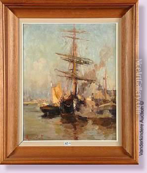 Voiliers Au Port Oil Painting - Maurice Blieck