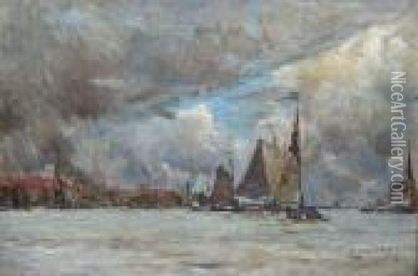  Vue De Port Sous Un Ciel Gris  Oil Painting - Albert Baertsoen