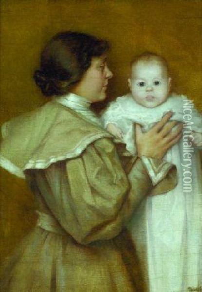 Mother And Child Oil Painting - Frederick Judd Waugh