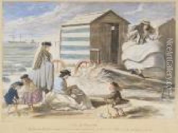 Scene At Sandbath Oil Painting - John Leech