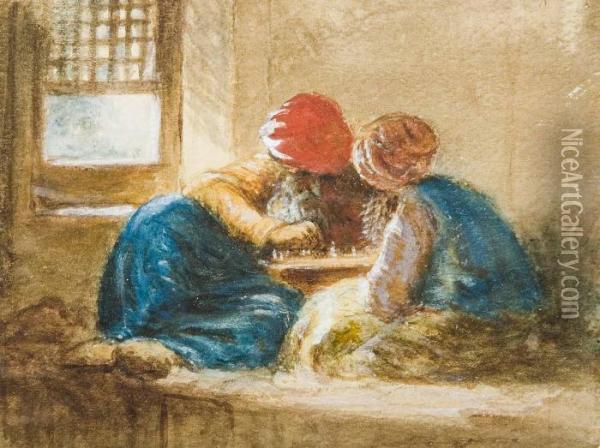Orientaliska Schackspelare Oil Painting - Egron Sellif Lundgren