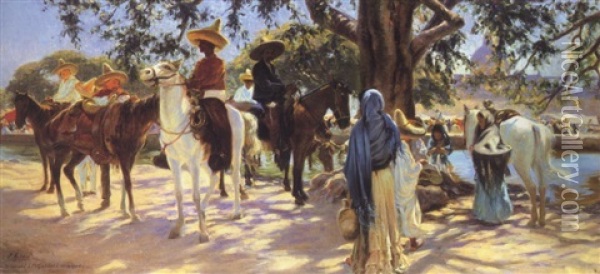 Lejour De Marche A San Gabriel (mexique) Oil Painting - Pierre Ribera