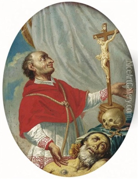 Bildnis Des Heiligen Borromaus Oil Painting - Josef Adam Ritter von Moelk