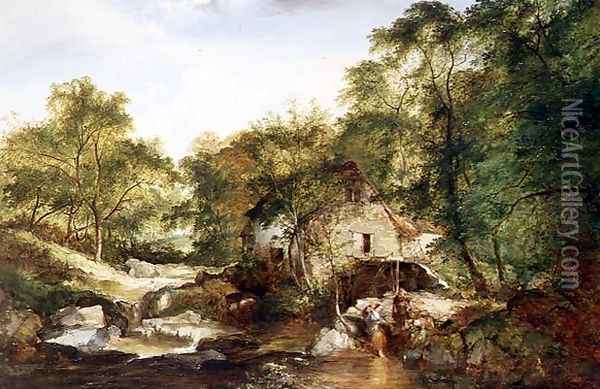 A Wooded river landscape Oil Painting - Edward Charles Williams