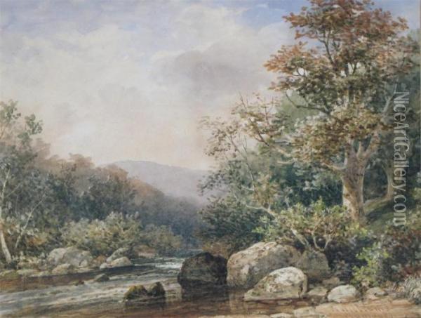 Landscape With A Rocky Stream Oil Painting - William Williams