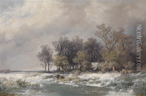 Winterlandschaft (+ Sommerlandschaft; 2 Works) Oil Painting - Remigius Adrianus van Haanen