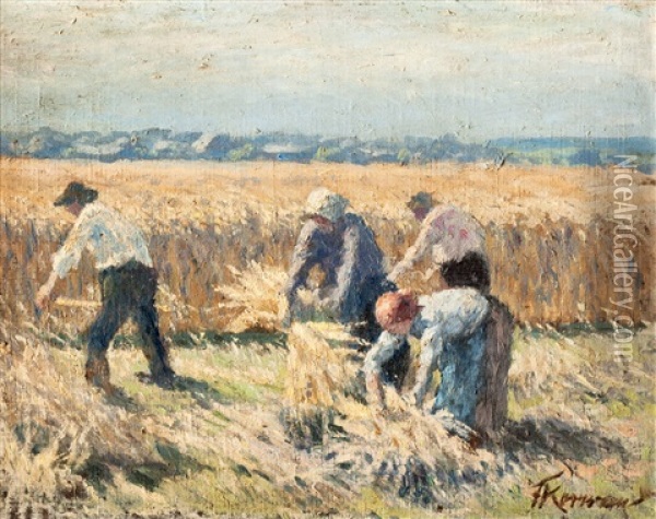 Getreideernte Oil Painting - Franz Korwan