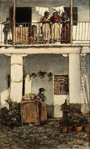 On The Balcony Oil Painting - Mortimer Luddington Mempes