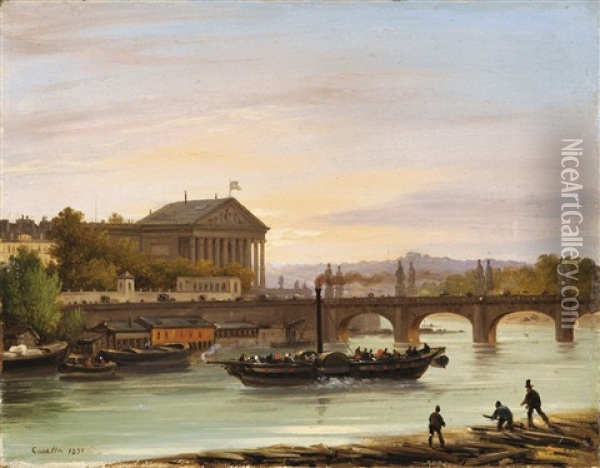 Le Palais Bourbon, Paris Oil Painting - Giuseppe Canella I