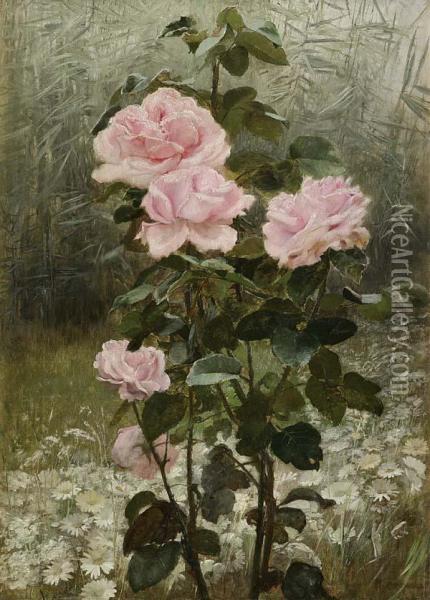 Rosenstock Mit Ausblick In Den Garten Oil Painting - Otolia Kraszewska