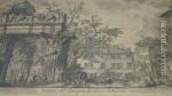 Veduta Del Tempio Di Giove Tonante Oil Painting - Giovanni Battista Piranesi