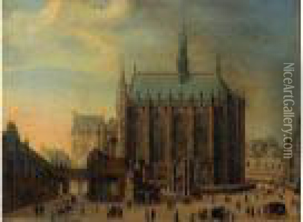 Vue De La Sainte Chapelle Oil Painting - Theodor Matham