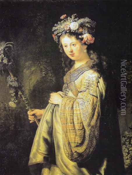 Portrait of Saskia 1635 Oil Painting - Rembrandt Van Rijn