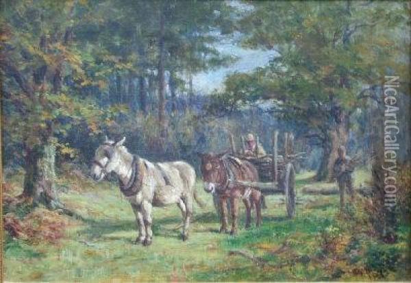 The Woodman's Cart. Oil Painting - Squire Howard