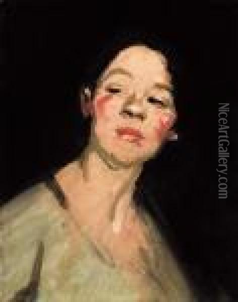 Portrait Of Jeanie Blyth Oil Painting - Samuel John Peploe