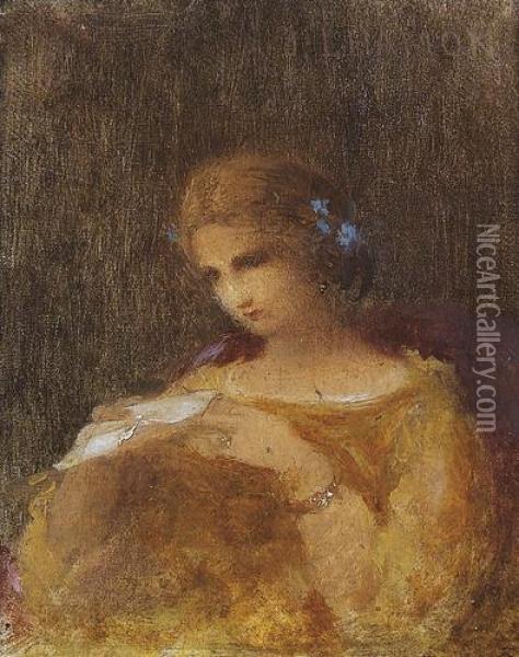 Portrat Einer Lesenden Frau Oil Painting - Jean-Louis Hamon
