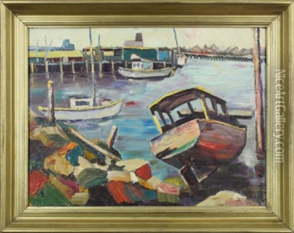 Harbor Scene Oil Painting - Selden Connor Gile