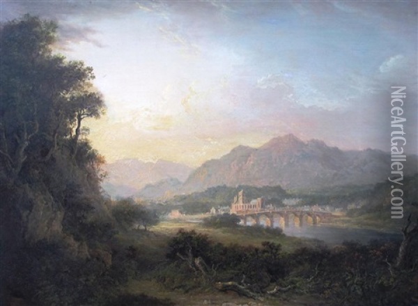 View Of Dunkeld On The River Tay Oil Painting - Alexander Nasmyth