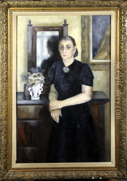 Portrait De Madame Marthe De Pauw Oil Painting - Jef De Pauw