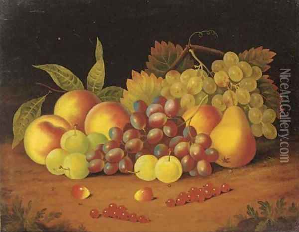 Grapes, redcurrants, plums, peaches, cherries, and a pear Oil Painting - William Jones