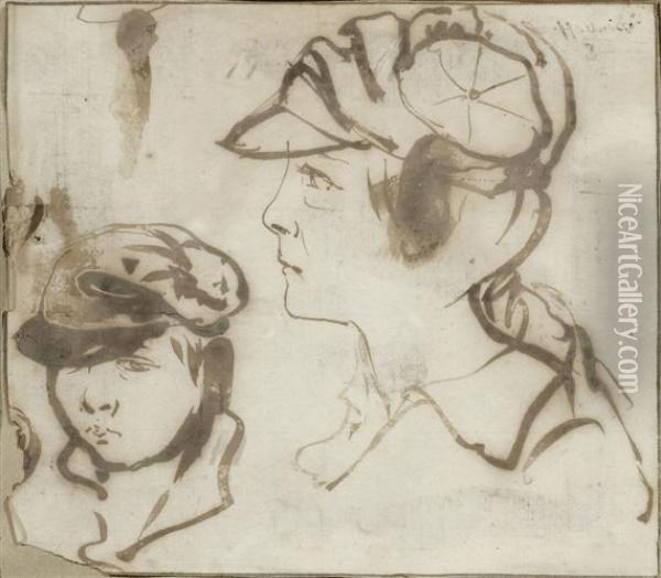 Study For Two Portraits Ofboys Oil Painting - Karl Brulloff