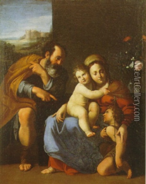 La Sainte Famille Oil Painting - Simone Cantarini