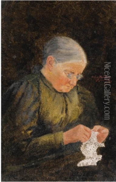 Portrait Of The Artist's Mother Oil Painting - Hans Gantner