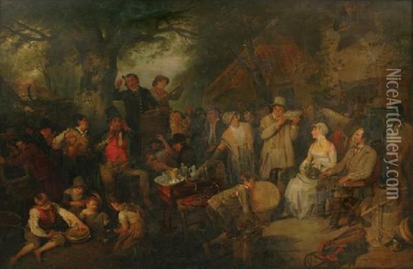 The Auction Oil Painting - Edward Bird