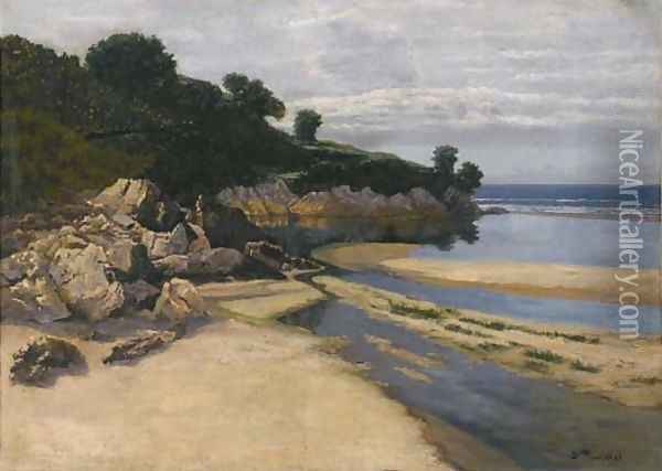 A rocky coastal landscape Oil Painting - Santiago Rusinol i Prats