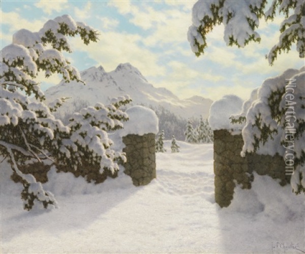 Winter Sun In Switzerland Oil Painting - Ivan Fedorovich Choultse
