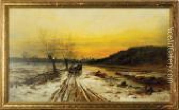 Riding Into The Sunset Oil Painting - John Fery