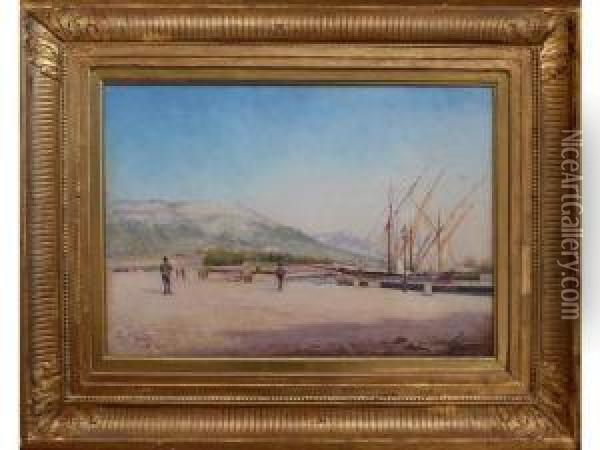Promenade Sur Le Port Oil Painting - Louis Nattero