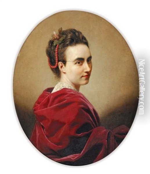 Portrait De Madame Alexandre Pascal, Nee Berthe De Lagatinerie Oil Painting - Andre (Count) de Mniszek