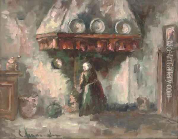 In the scullery Oil Painting - Dutch School