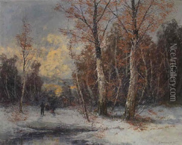 Winterwald Oil Painting - Georg Fischhof
