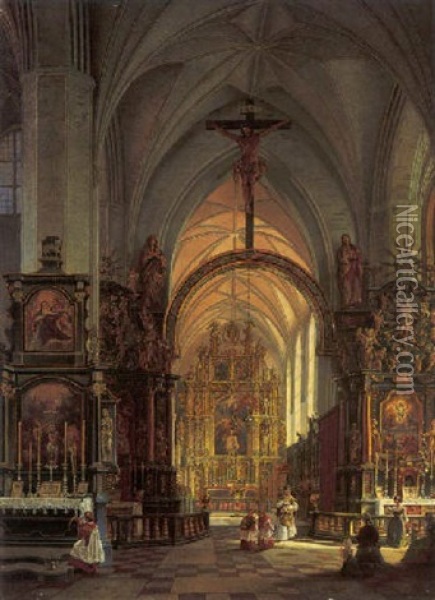 St. Nicolai, Danzig Oil Painting - Johann Karl Schultz