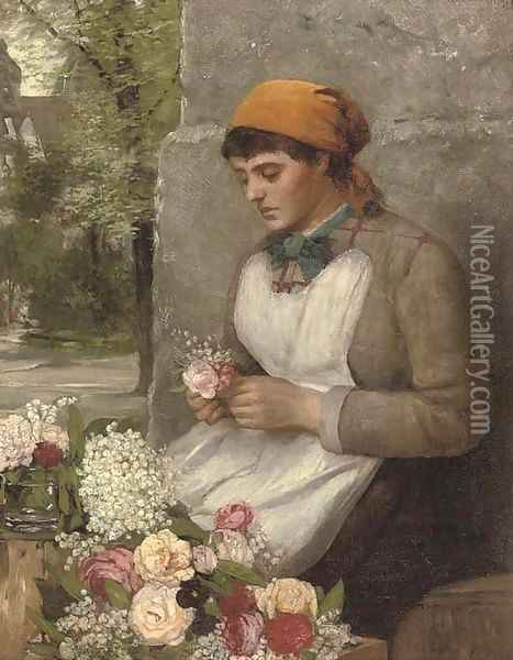 The flower girl Oil Painting - Thomas Faed