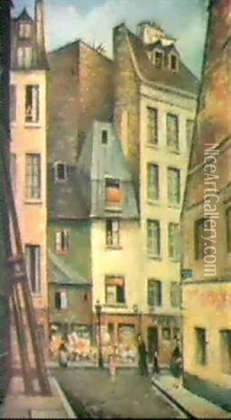 A French Street Scene Oil Painting - Christopher Richard Wynne Nevinson