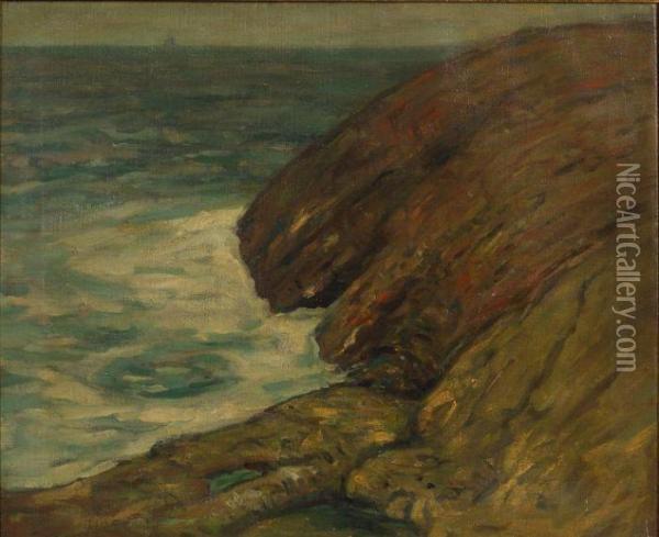 Rocky Shoreline Oil Painting - Robert Henry Logan