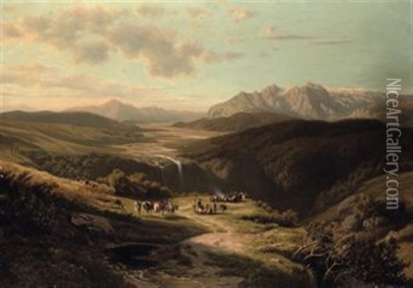 Valley In The Andes Oil Painting - Ernesto Charton