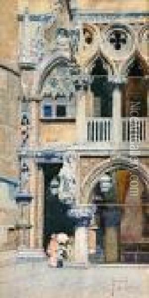 Die Porta Della Carta In Venedig Oil Painting - Emanuele Brugnoli